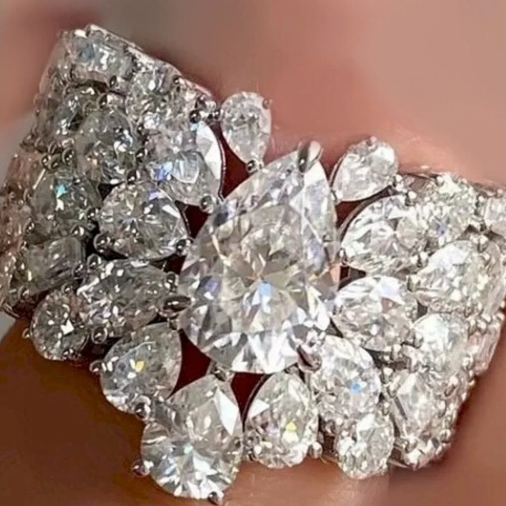 Cubic Zirconia Cluster Statement Ring Size 9